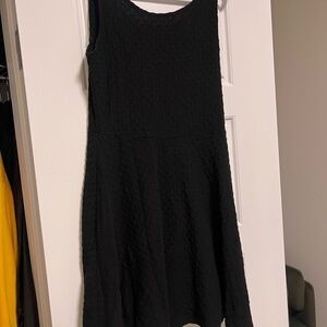 H&M Black Sleeveless Textured A-Line Dress